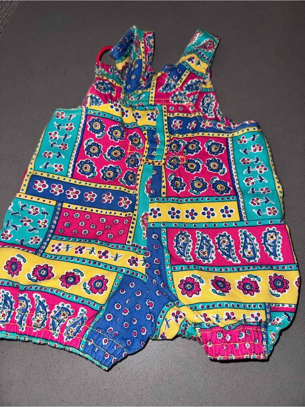 Vintage rainbow Gymboree Patchwork Paisley Romper 90’s infant size